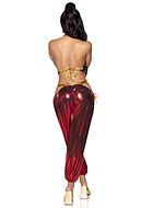 Prinsessan Jasmine från Aladdin, maskeraddräkt med topp och byxor, hög slits och skimrande material